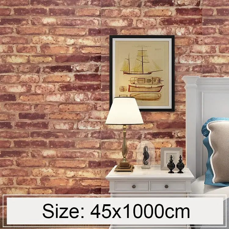 European Brick Creative 3D Stone Brick Decoration Wallpaper Stickers Bedroom Living Room Wall Waterproof Wallpaper Roll