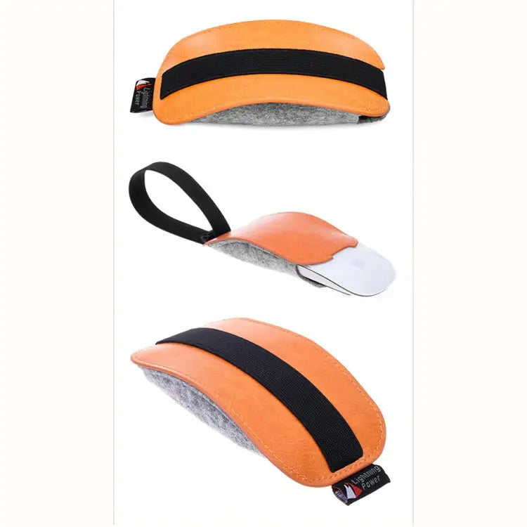 European Style Elastic PU Leather Fur Felt Mouse Storage Bag for Apple Magic Mouse 2 European Style - European Style