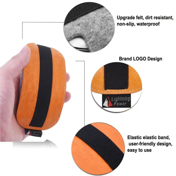European Style Elastic PU Leather Fur Felt Mouse Storage Bag for Apple Magic Mouse 2 European Style - European Style