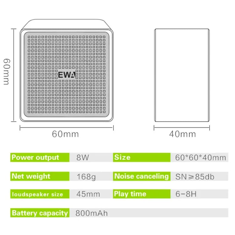 EWA A105 High Hidelity Bluetooth Speaker Small Size High Power Bass TWS Bluetooth Technology Support TF - Apple