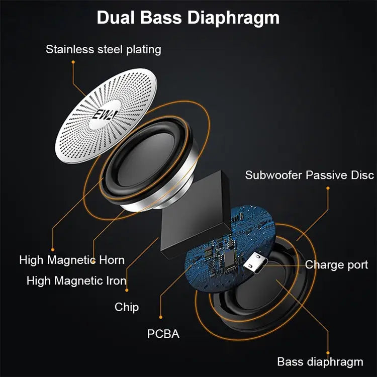 EWA A109M Portable Bluetooth Speaker Wireless Heavy Bass Bomm Box Subwoofer Phone Call Surround Sound Bluetooth Shower