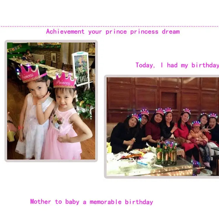 Exquisite Non-woven Fabric Children Birthday Party LED Luminous Hairband Decorative Hat Size: 12*10.5cm Random Color