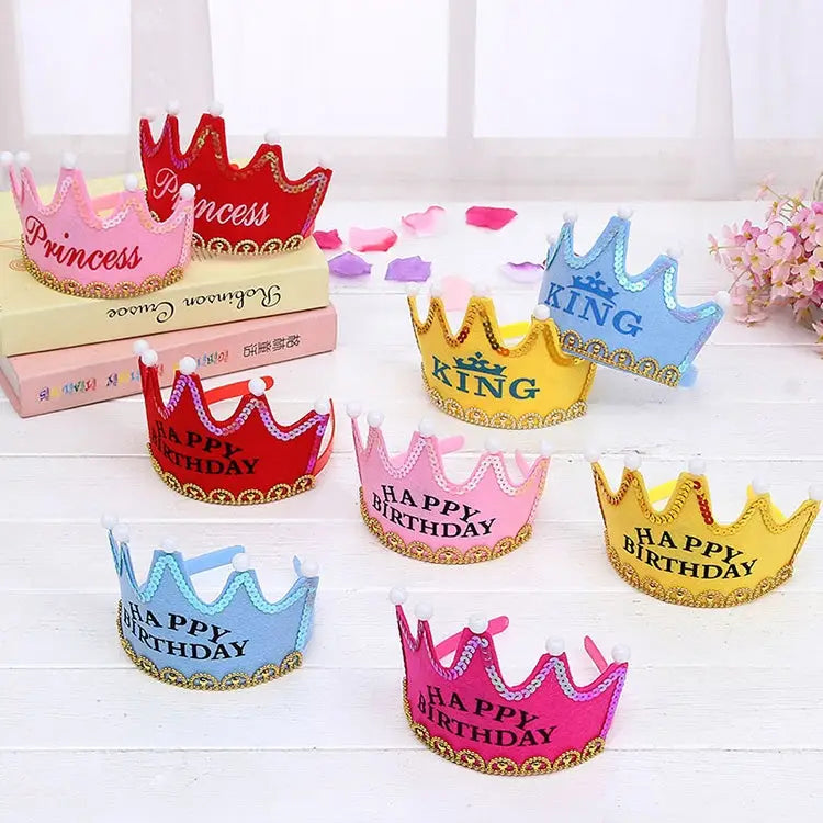 Exquisite Non-woven Fabric Children Birthday Party LED Luminous Hairband Decorative Hat Size: 12*10.5cm Random Color