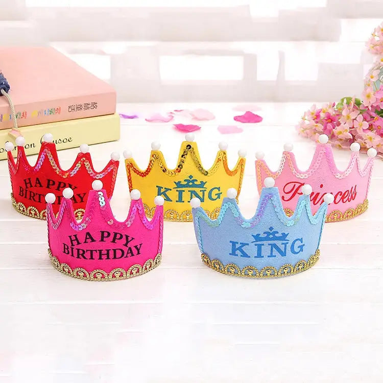 Exquisite Non-woven Fabric Children Birthday Party LED Luminous Hairband Decorative Hat Size: 12*10.5cm Random Color
