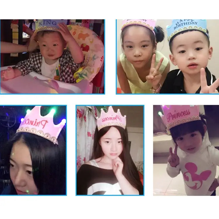 Exquisite Non-woven Fabric Children Birthday Party LED Luminous Hairband Decorative Hat Size: 12*10.5cm Random Color