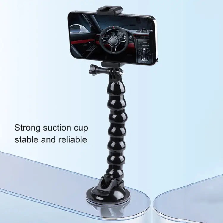 Extended Suction Cup Jaws Flex Clamp Mount with Cold Shoe Phone Clamp Extended Suction Cup Mount with Cold Shoe Phone