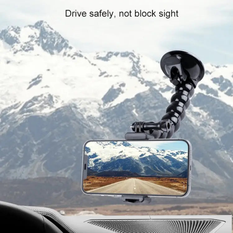Extended Suction Cup Jaws Flex Clamp Mount with Cold Shoe Phone Clamp Extended Suction Cup Mount with Cold Shoe Phone