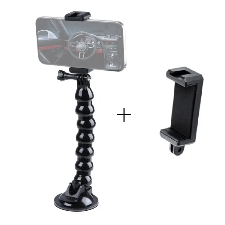 Extended Suction Cup Jaws Flex Clamp Mount with Cold Shoe Phone Clamp Extended Suction Cup Mount with Cold Shoe Phone