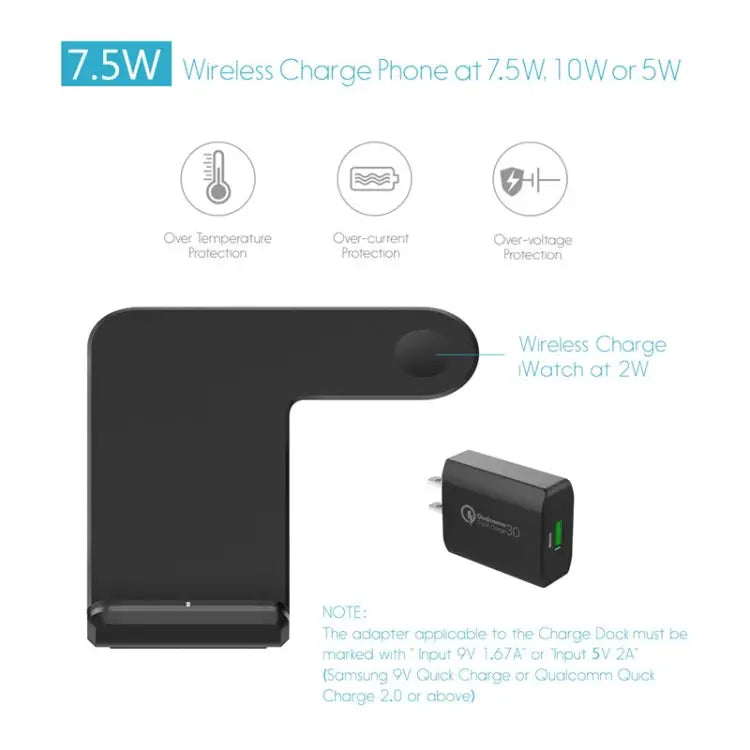 F11 Vertical Magnetic Wireless Charger for QI Charging Standard Mobile Phones & Apple Watch Series - Black