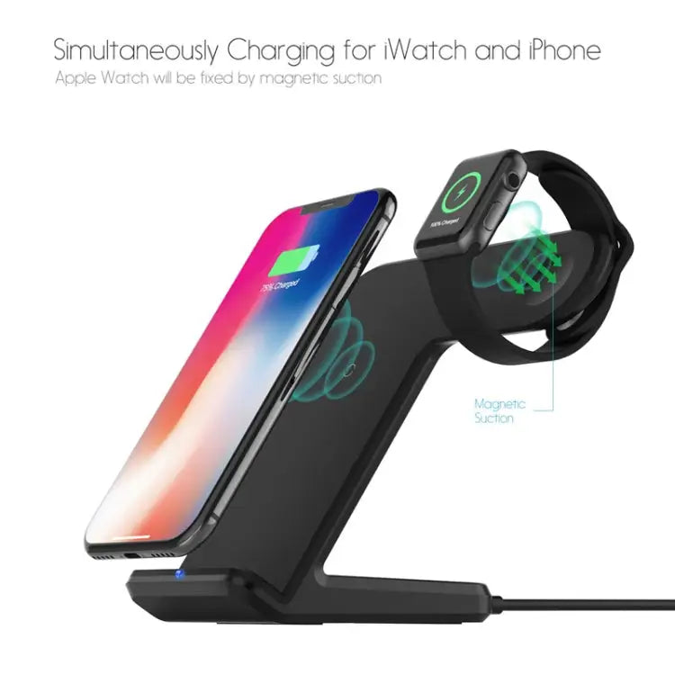 F11 Vertical Magnetic Wireless Charger for QI Charging Standard Mobile Phones & Apple Watch Series - Black