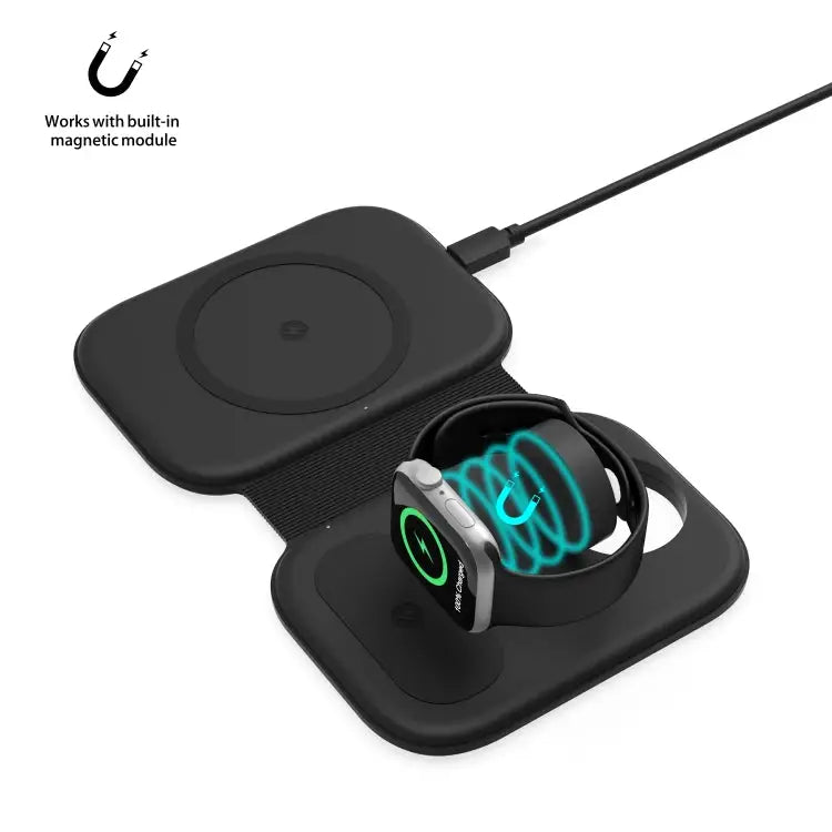 F20 3 in 1 15W Multi-function Magnetic Folding Wireless Charger for iPhone Series & Apple Watches & AirPods - F20
