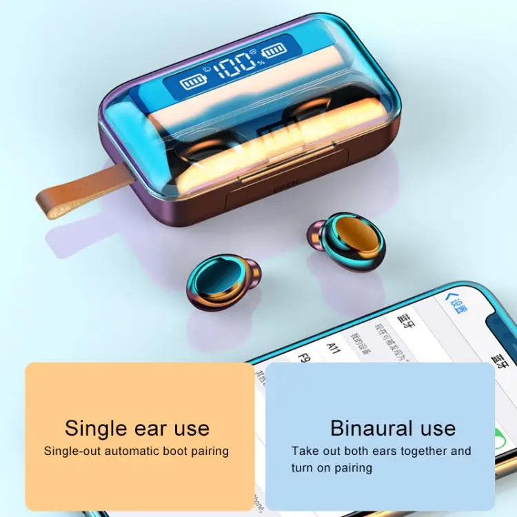 F9-5C Jerry Solution Touch Bluetooth Earphone with Magnetic Charging Box Support Three-screen LED Power Display & Power