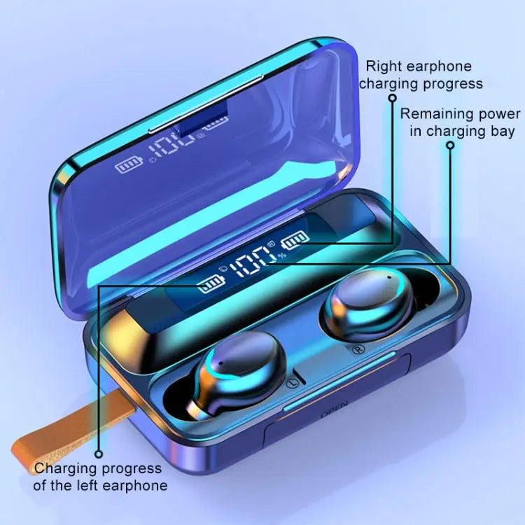 F9-5C Jerry Solution Touch Bluetooth Earphone with Magnetic Charging Box Support Three-screen LED Power Display & Power