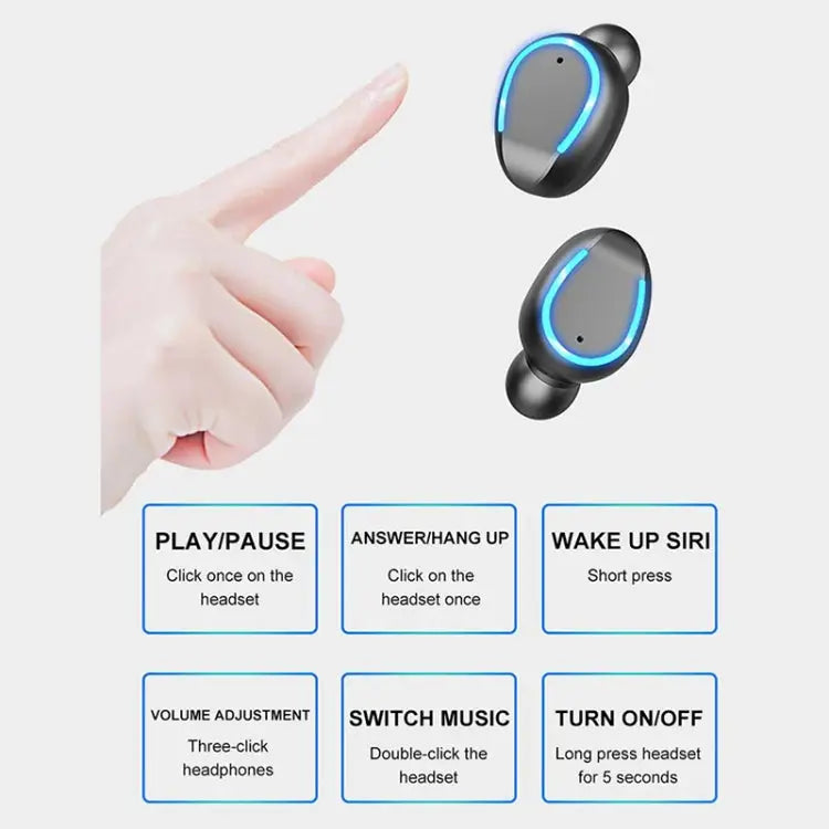 F9-6 TWS CVC8.0 Noise Cancelling Touch Bluetooth Earphone with Pull-out Cylindrical Charging Box Support LED Power