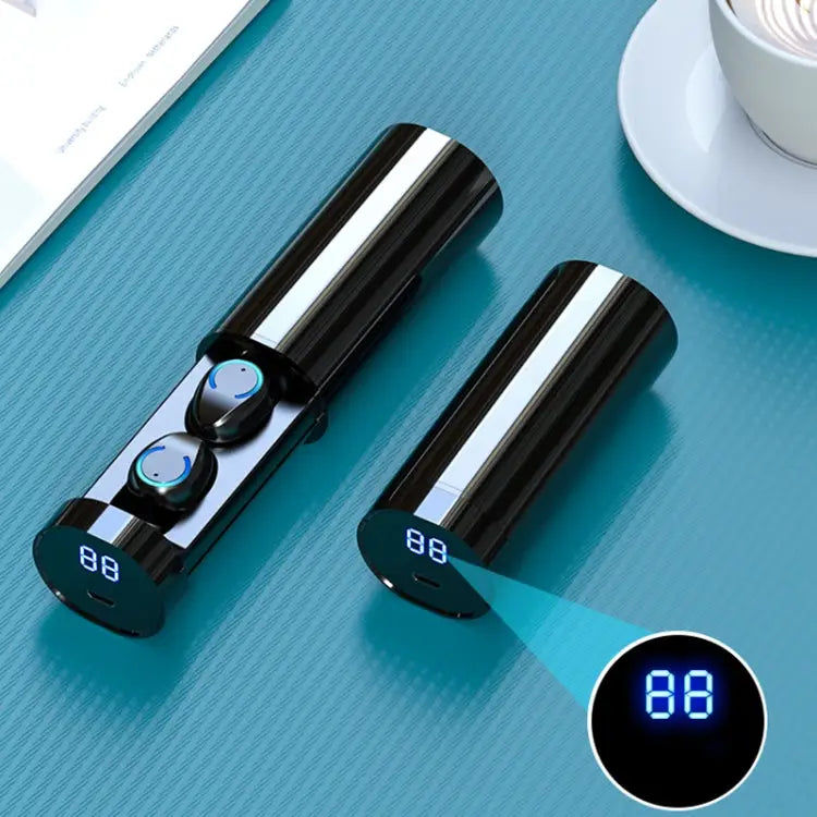 F9-6 TWS CVC8.0 Noise Cancelling Touch Bluetooth Earphone with Pull-out Cylindrical Charging Box Support LED Power