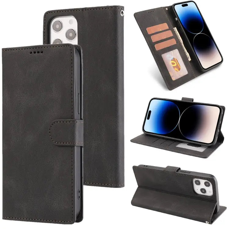 Fantasy Classic Skin-feel Calfskin Texture Leather Case For iPhone 14 For iPhone 14 Plus For iPhone 14 Pro For iPhone