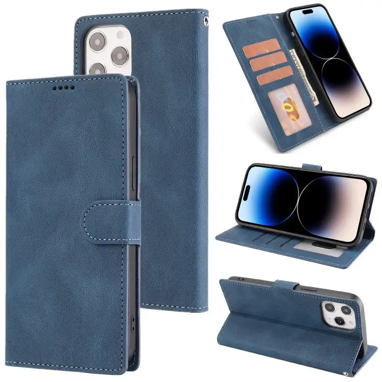 Fantasy Classic Skin-feel Calfskin Texture Leather Case For iPhone 14 For iPhone 14 Plus For iPhone 14 Pro For iPhone