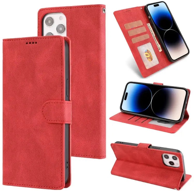 Fantasy Classic Skin-feel Calfskin Texture Leather Case For iPhone 14 For iPhone 14 Plus For iPhone 14 Pro For iPhone