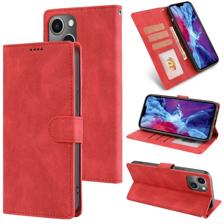 Fantasy Classic Skin-feel Calfskin Texture Leather Case For iPhone 14 For iPhone 14 Plus For iPhone 14 Pro For iPhone