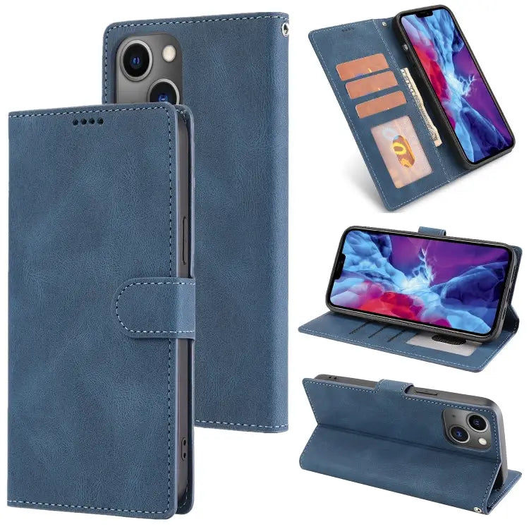 Fantasy Classic Skin-feel Calfskin Texture Leather Case For iPhone 14 For iPhone 14 Plus For iPhone 14 Pro For iPhone