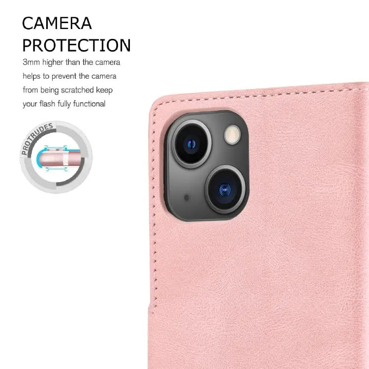 Fantasy Skin-feel Calfskin Texture Leather Phone Case For iPhone 14 - Apple Accessories