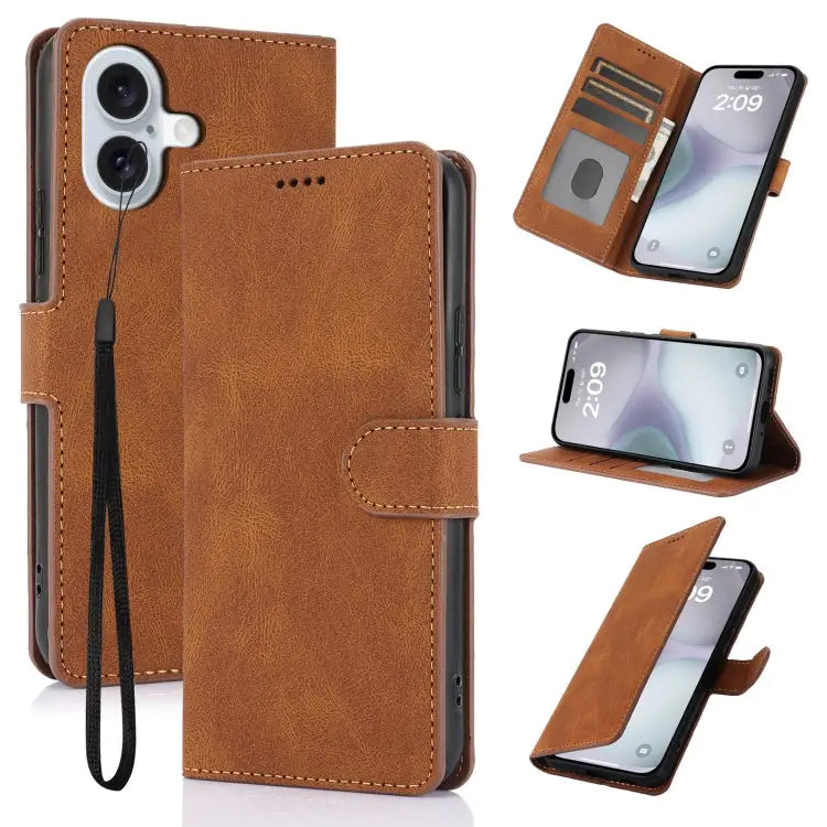 Fantasy Skin-feel Calfskin Texture Leather Phone Case For iPhone SE 2024 For iPhone 16 Pro Max For iPhone 16 Pro