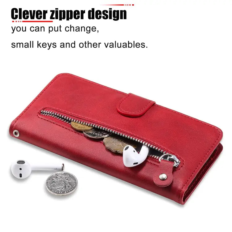 Fashion Calf Texture Zipper Horizontal Flip Leather Case with Stand & Card Slots & Wallet Function For iPhone 12 mini