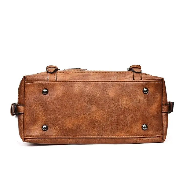 Fashion Casual Retro Oil PU Shoulder Bag Ladies Handbag Messenger Bag - Pink
