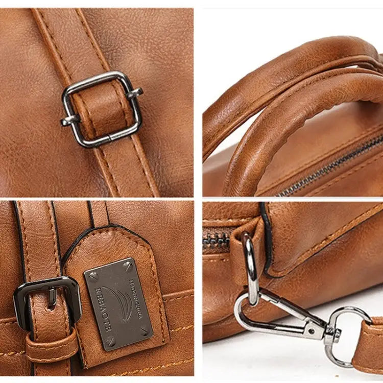 Fashion Casual Retro Oil PU Shoulder Bag Ladies Handbag Messenger Bag - Pink