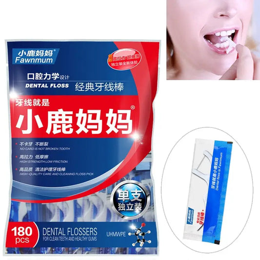 Fawnmum Ultra-fine Safety Dental Floss Super Tension Toothpick Thread 2 Packs / (180pcs) - 2 Packs / (180pcs)