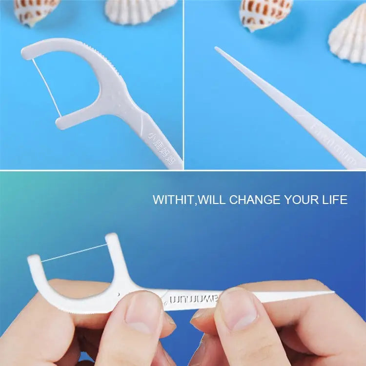 Fawnmum Ultra-fine Safety Flat Dental Floss Rod Toothpick Thread 50pcs/Box - 2 Boxes / (50pcs)