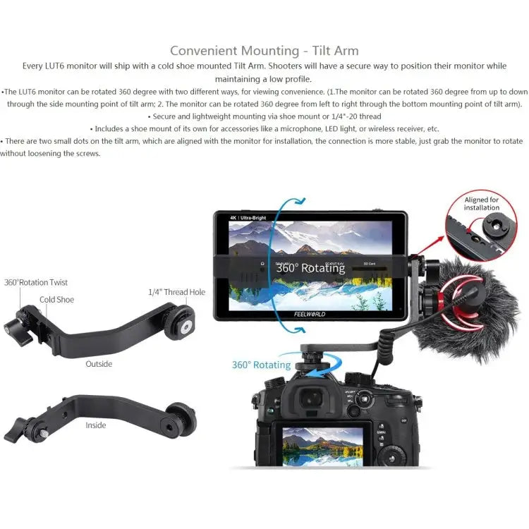 FEELWORLD LUT6 1920x1080 2600 nits 6 inch IPS Screen HDMI 4K Touch Control Camera Field Monitor LUT6 - LUT6