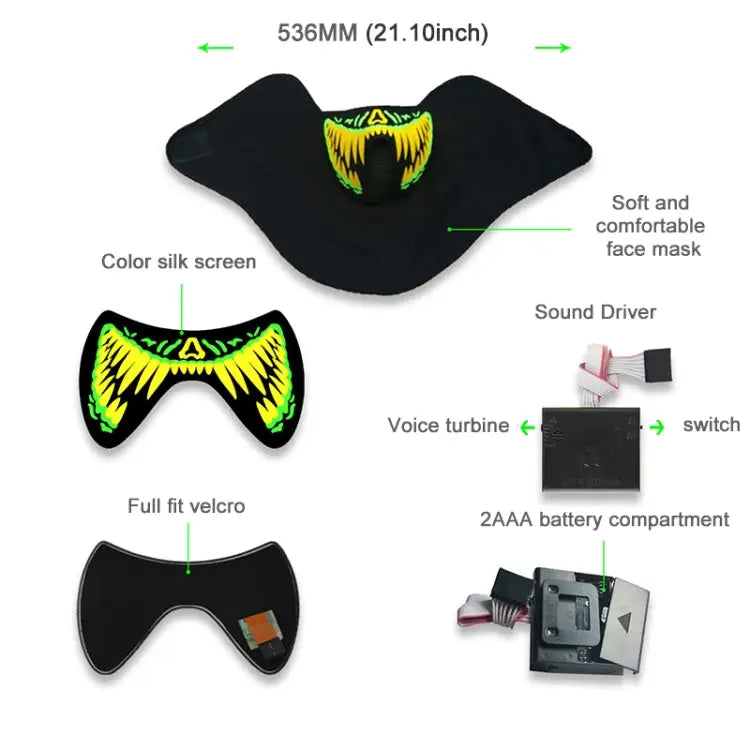 FG-MA-01 Halloween Mask Voice Control LED Cold Light Terror Cosplay Mask FG-MA-01 - FG-MA-01