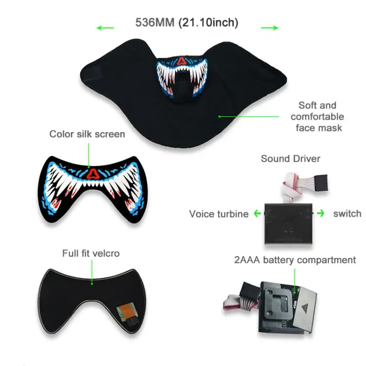 FG-MA-02 Halloween Mask Voice Control LED Cold Light Terror Cosplay Mask FG-MA-02 - FG-MA-02