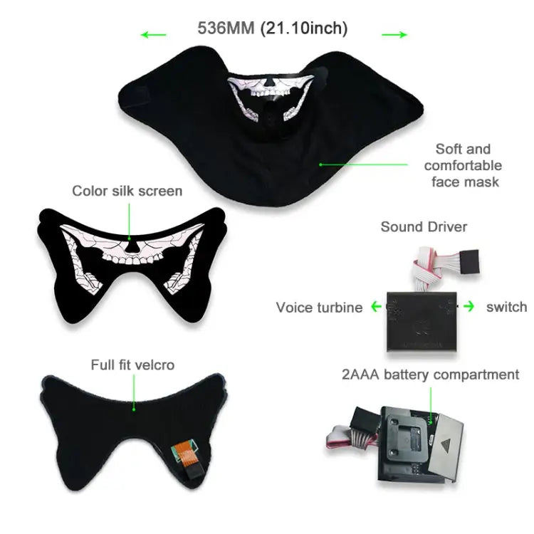 FG-MA-023 Halloween Mask Voice Control LED Cold Light Terror Cosplay Mask FG-MA-023 - FG-MA-023