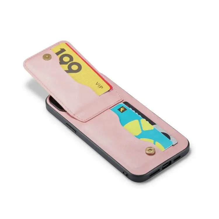 Fierre Shann Crazy Horse Card Holder Back Cover PU Phone Case For iPhone 13 For iPhone 13 Pro For iPhone 13 Pro Max