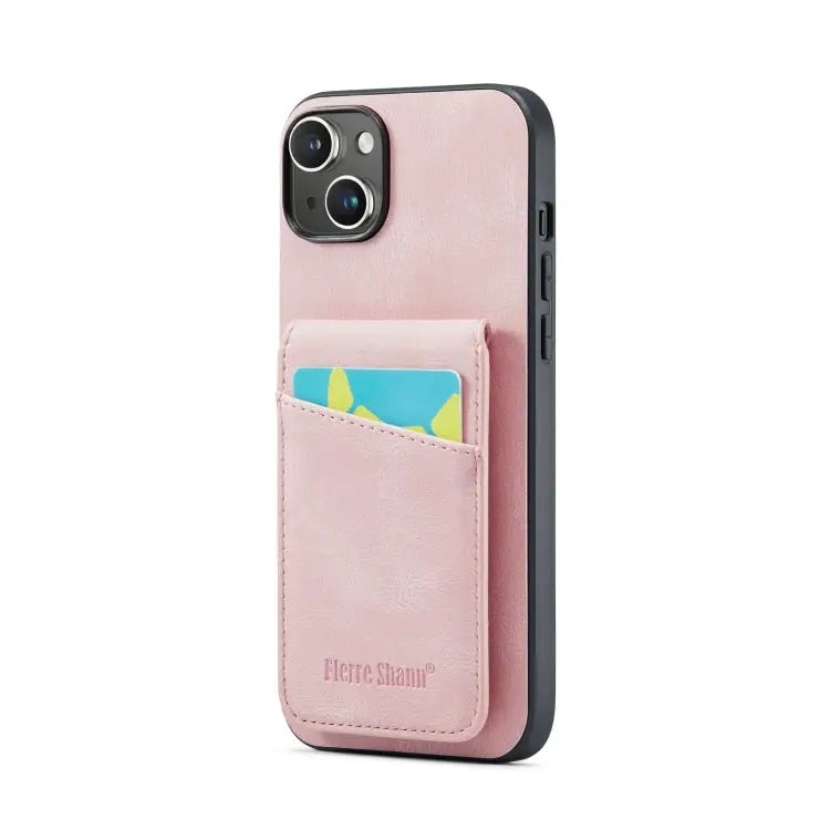 Fierre Shann Crazy Horse Card Holder Back Cover PU Phone Case For iPhone 13 For iPhone 13 Pro For iPhone 13 Pro Max