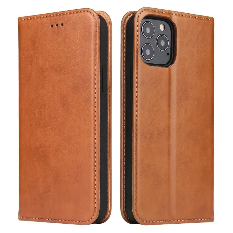 Fierre Shann PU Genuine Leather Texture Horizontal Flip Leather Case with Holder & Card Slots & Wallet For iPhone 12