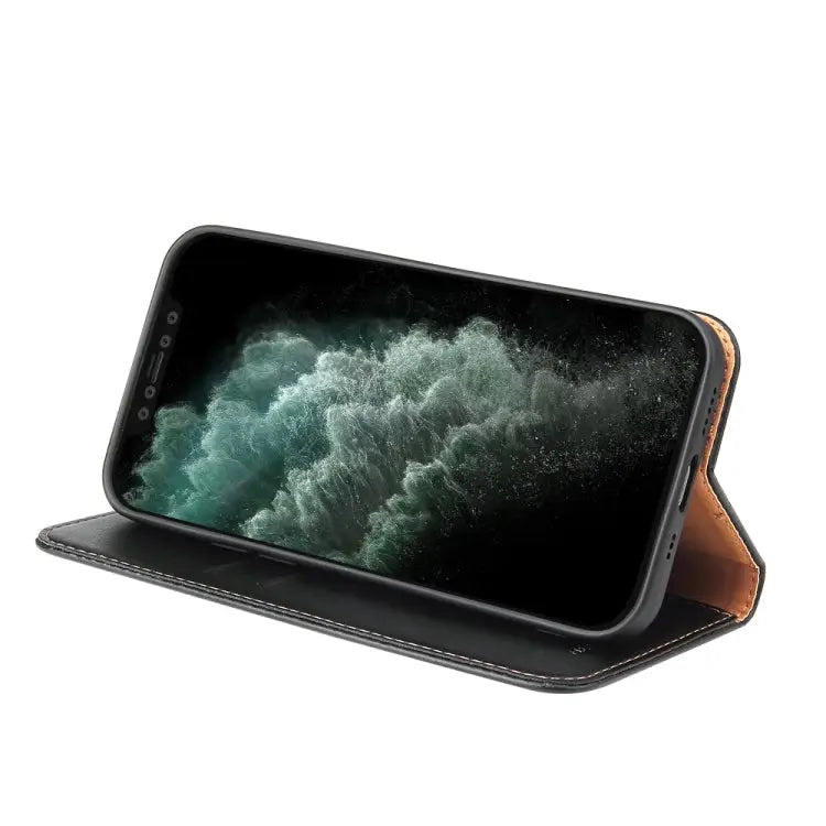Fierre Shann PU Genuine Leather Texture Horizontal Flip Leather Case with Holder & Card Slots & Wallet For iPhone 12