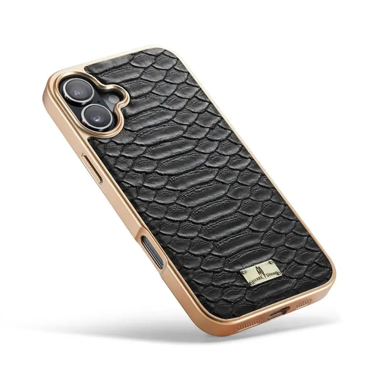 Fierre Shann Python Texture Electroplating PU Phone Case For iPhone 15 Plus For iPhone 15 For iPhone 14 Plus For iPhone