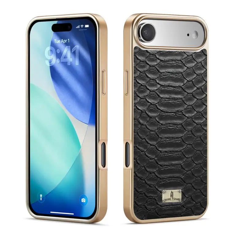 Fierre Shann Python Texture Electroplating PU Phone Case For iPhone 16 Pro Max For iPhone 16 Pro For iPhone 16 Plus