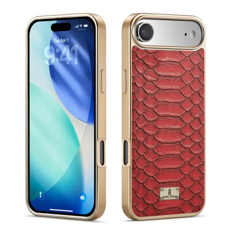 Fierre Shann Python Texture Electroplating PU Phone Case For iPhone 16 Pro Max For iPhone 16 Pro For iPhone 16 Plus