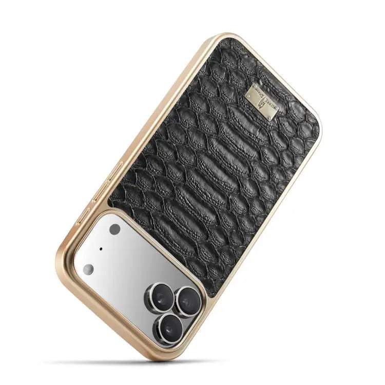 Fierre Shann Python Texture Electroplating PU Phone Case For iPhone 16 Pro Max For iPhone 16 Pro For iPhone 16 Plus