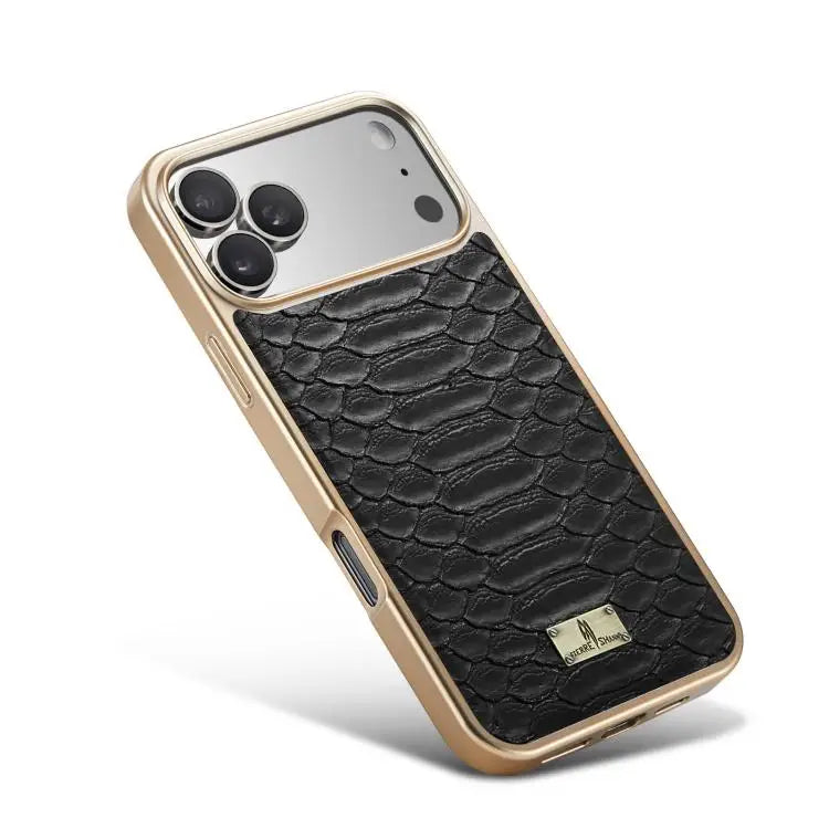 Fierre Shann Python Texture Electroplating PU Phone Case For iPhone 16 Pro Max For iPhone 16 Pro For iPhone 16 Plus
