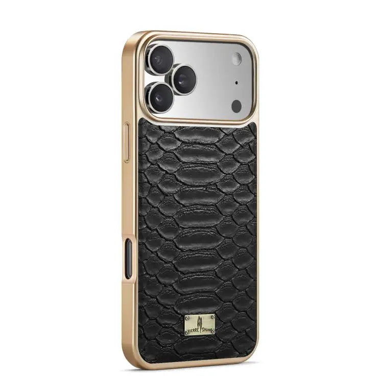 Fierre Shann Python Texture Electroplating PU Phone Case For iPhone 16 Pro Max For iPhone 16 Pro For iPhone 16 Plus
