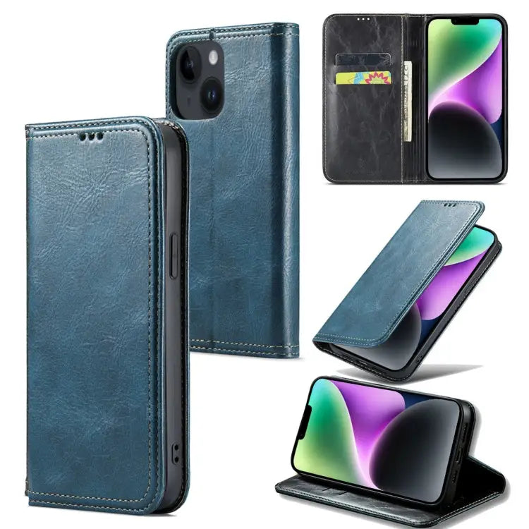 Fierre Shann Vintage Bark Texture Wallet Leather Phone Case For iPhone 15 Pro Max For iPhone 15 Pro For iPhone 15 Plus