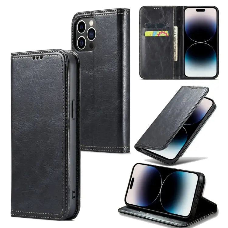 Fierre Shann Vintage Bark Texture Wallet Leather Phone Case For iPhone 15 Pro Max For iPhone 15 Pro For iPhone 15 Plus