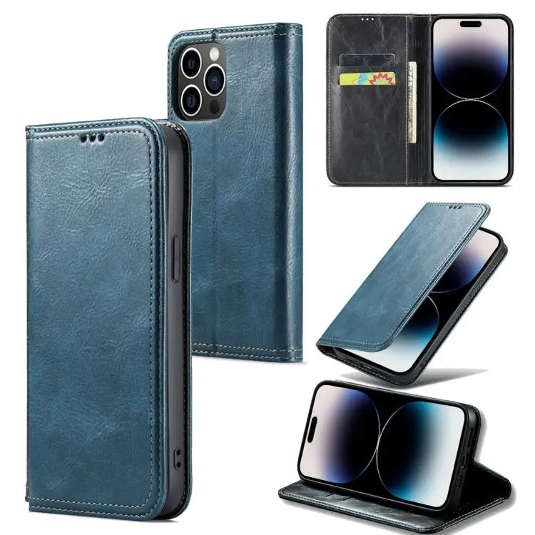 Fierre Shann Vintage Bark Texture Wallet Leather Phone Case For iPhone 15 Pro Max For iPhone 15 Pro For iPhone 15 Plus