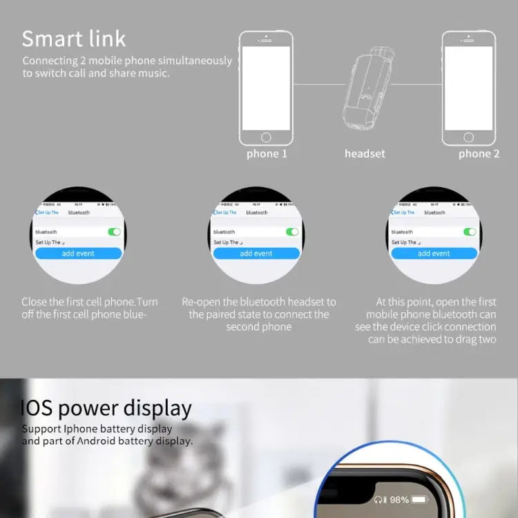 Fineblue F990 CVC6.0 Noise Reduction Lavalier Bluetooth Earphone Support Vibration Reminder - Apple Accessories