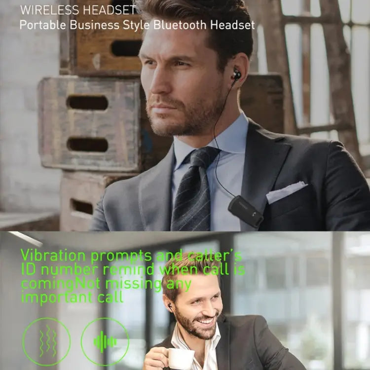 Fineblue F990 CVC6.0 Noise Reduction Lavalier Bluetooth Earphone Support Vibration Reminder - Apple Accessories